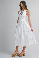 XANDER FLORAL EMBROIDERY MIDI DRESS