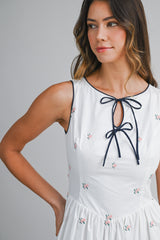 XANDER FLORAL EMBROIDERY MIDI DRESS