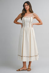 THORNE EMBROIDERED STRIPE MIDI DRESS