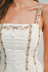 THORNE EMBROIDERED STRIPE MIDI DRESS