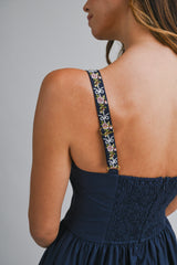 THORNE EMBROIDERED STRIPE MIDI DRESS