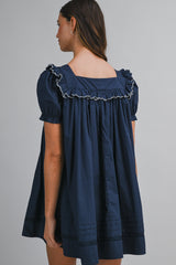 RYLAN EMBROIDERED PUFF SLEEVES MINI DRESS