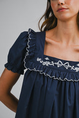 RYLAN EMBROIDERED PUFF SLEEVES MINI DRESS