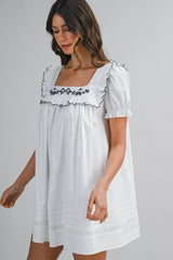 RYLAN EMBROIDERED PUFF SLEEVES MINI DRESS