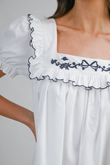 RYLAN EMBROIDERED PUFF SLEEVES MINI DRESS