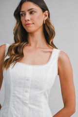 TIARA EYELET BACK TIE MINI DRESS