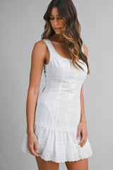 TIARA EYELET BACK TIE MINI DRESS