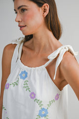 BIRDIE FLORAL EMBROIDERED MINI DRESS