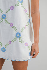 BIRDIE FLORAL EMBROIDERED MINI DRESS