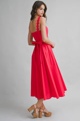 ZALEYA SCALLOP DETAILED MIDI DRESS