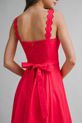ZALEYA SCALLOP DETAILED MIDI DRESS