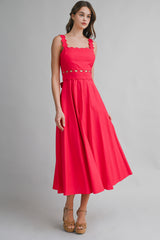 ZALEYA SCALLOP DETAILED MIDI DRESS
