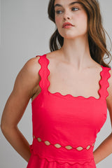 ZALEYA SCALLOP DETAILED MIDI DRESS