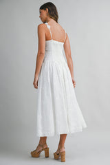 ZORALEE FLORAL EMBROIDERED MIDI DRESS