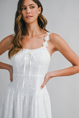 ZORALEE FLORAL EMBROIDERED MIDI DRESS