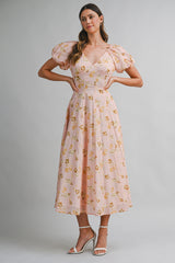 AVENE FLORAL PRINTED MIDI DRESS