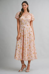 AVENE FLORAL PRINTED MIDI DRESS