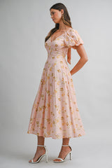 AVENE FLORAL PRINTED MIDI DRESS