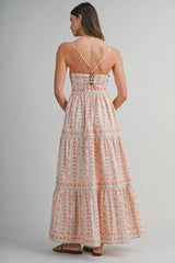 LONDYN V NECK TIERED MAXI DRESS