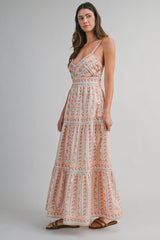 LONDYN V NECK TIERED MAXI DRESS