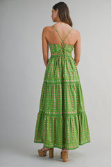 LONDYN V NECK TIERED MAXI DRESS