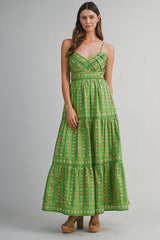 LONDYN V NECK TIERED MAXI DRESS