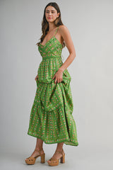 LONDYN V NECK TIERED MAXI DRESS