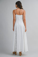 PRISCILLA GAUZE LACE CONTRAST MAXI DRESS