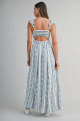 SIERRA WALLPAPER PRINTED STRAP SHOULDER MIDI DRESS