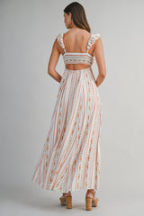 SIERRA WALLPAPER PRINTED STRAP SHOULDER MIDI DRESS