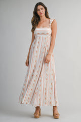 SIERRA WALLPAPER PRINTED STRAP SHOULDER MIDI DRESS
