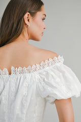 GABRIELLE EMBROIDERED OFF SHOULDER MINI DRESS