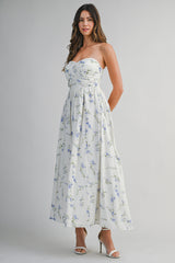 RYAN FLORAL PRINTED SWEETHEART MAXI DRESS
