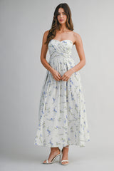 RYAN FLORAL PRINTED SWEETHEART MAXI DRESS