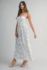 RYAN FLORAL PRINTED SWEETHEART MAXI DRESS