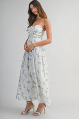 RYAN FLORAL PRINTED SWEETHEART MAXI DRESS