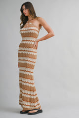 ELISA KNITTED ZIG ZAG STRIPE MIDI DRESS