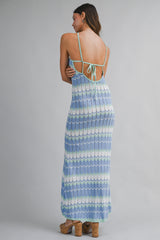 ELISA KNITTED ZIG ZAG STRIPE MIDI DRESS