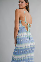 ELISA KNITTED ZIG ZAG STRIPE MIDI DRESS