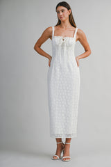 ZOYA LACE SLEEVELESS MIDI DRESS