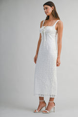ZOYA LACE SLEEVELESS MIDI DRESS