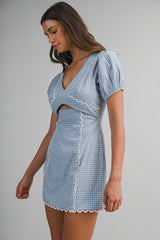 LILLIANNA GINGHAM TRIM DETAILED MINI DRESS
