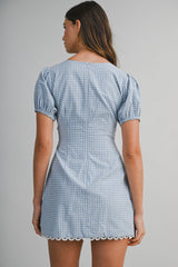 LILLIANNA GINGHAM TRIM DETAILED MINI DRESS