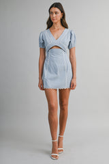 LILLIANNA GINGHAM TRIM DETAILED MINI DRESS