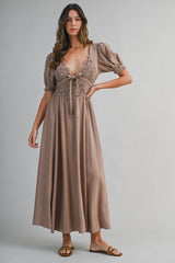 NOEMI LACE BODICE MIDI DRESS