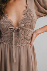 NOEMI LACE BODICE MIDI DRESS