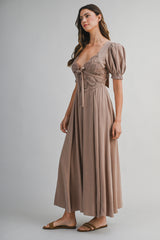 NOEMI LACE BODICE MIDI DRESS