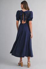 NOEMI LACE BODICE MIDI DRESS