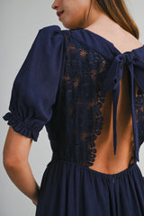 NOEMI LACE BODICE MIDI DRESS