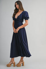 NOEMI LACE BODICE MIDI DRESS